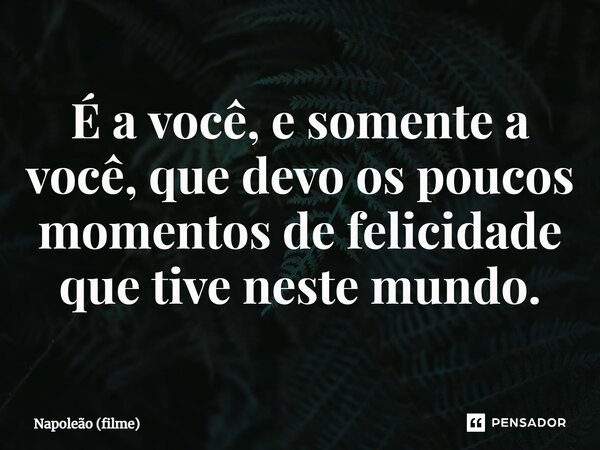⁠É a você, e somente a você, que devo os poucos momentos de felicidade que tive neste mundo.... Frase de Napoleão (filme).