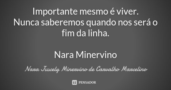 Importante mesmo é viver. Nunca saberemos quando nos será o fim da linha. Nara Minervino... Frase de Nara Juscely Minervino de Carvalho Marcelino.