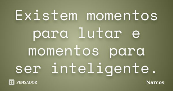 Existem momentos para lutar e momentos para ser inteligente.... Frase de Narcos.