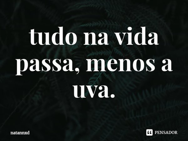 ⁠tudo na vida passa, menos a uva.... Frase de natannxd.