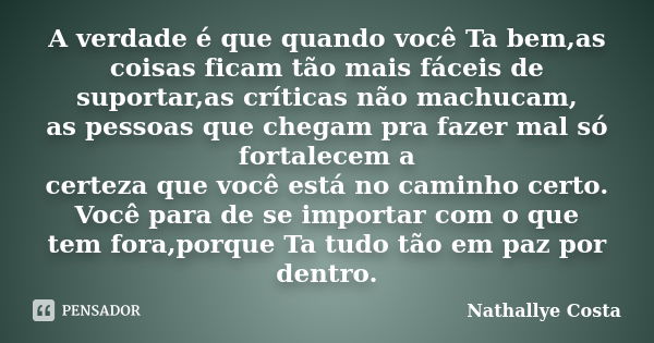 Nat: E tudo ficasse bem