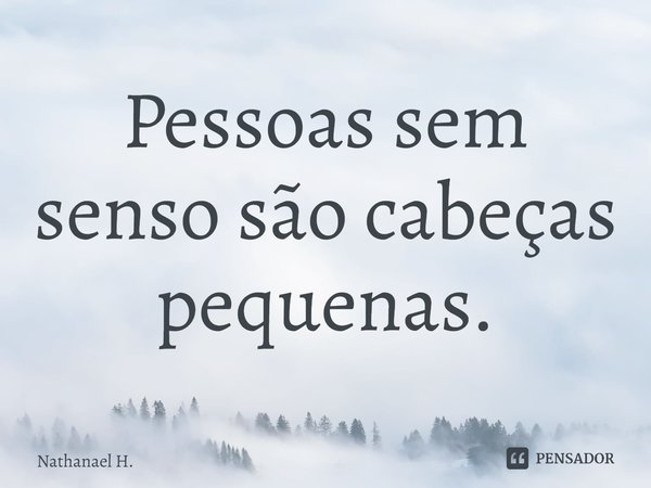 ⁠Pessoas sem senso são cabeças pequenas.... Frase de Nathanael H..