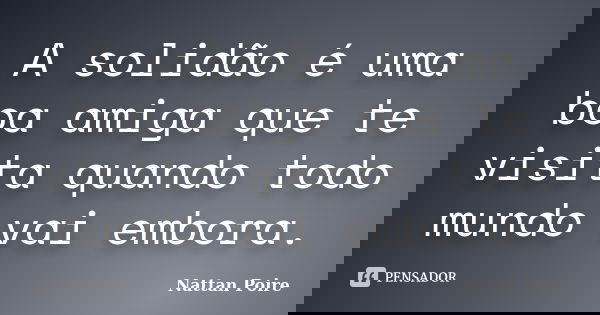 A solidão é uma boa amiga que te visita quando todo mundo vai embora.... Frase de Nattan Poire.
