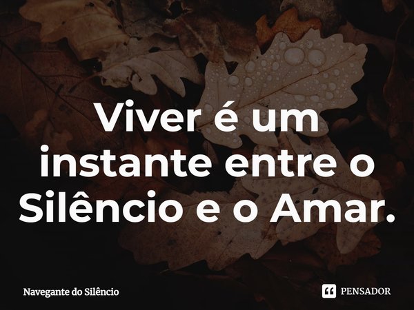 ⁠Viver é um instante entre o Silêncio e o Amar.... Frase de Navegante do Silêncio.
