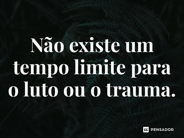 ⁠Não existe um tempo limite para o luto ou o trauma.... Frase de Navessa Allen.