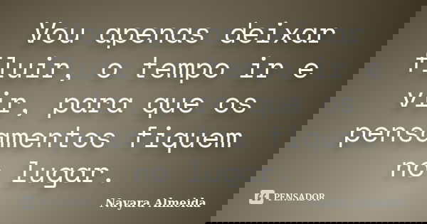 Vou apenas deixar fluir, o tempo ir e vir, para que os pensamentos fiquem no lugar.... Frase de Nayara Almeida.
