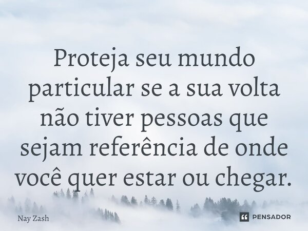 ⁠Proteja seu mundo particular se a sua volta não tiver pessoas que sejam referência de onde você quer estar ou chegar.... Frase de Nay ZASH.
