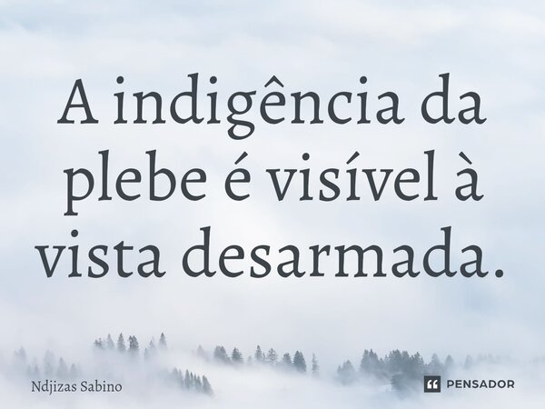 ⁠A indigência da plebe é visível à vista desarmada.... Frase de Ndjizas Sabino.