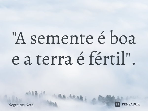 ⁠"A semente é boa e a terra é fértil".... Frase de Negreiros Neto.