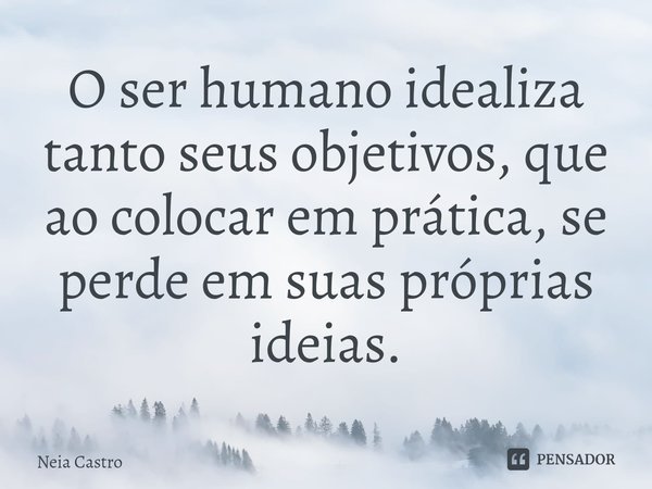 O ser humano idealiza tanto seus objetivos, que ao colocar em prática, se perde em suas próprias ideias.... Frase de Neia Castro.