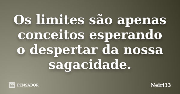 Os limites são apenas conceitos esperando o despertar da nossa sagacidade.... Frase de Neiri33.