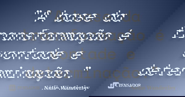 "A base da transformação é vontade e determinação."... Frase de Nélio Wanderley.
