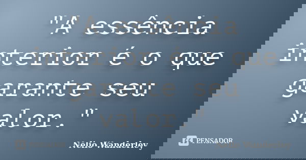 "A essência interior é o que garante seu valor."... Frase de Nélio Wanderley.