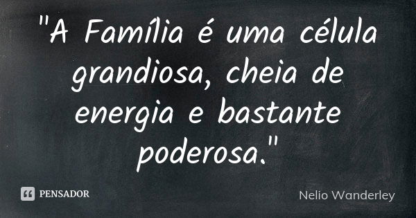 "A Família é uma célula grandiosa, cheia de energia e bastante poderosa."... Frase de Nélio Wanderley.