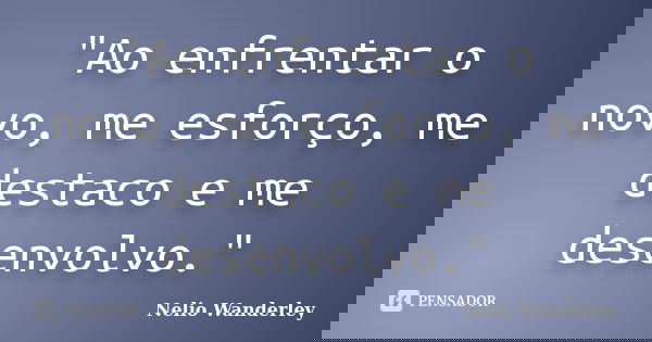 "Ao enfrentar o novo, me esforço, me destaco e me desenvolvo."... Frase de Nélio Wanderley.