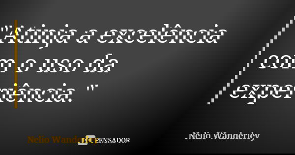 "Atinja a excelência com o uso da experiência."... Frase de Nélio Wanderley.