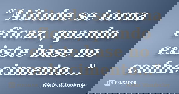 "Atitude se torna eficaz, quando existe base no conhecimento..."... Frase de Nélio Wanderley.