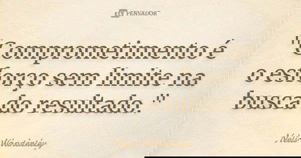 "Comprometimento é o esforço sem limite na busca do resultado."... Frase de Nélio Wanderley.