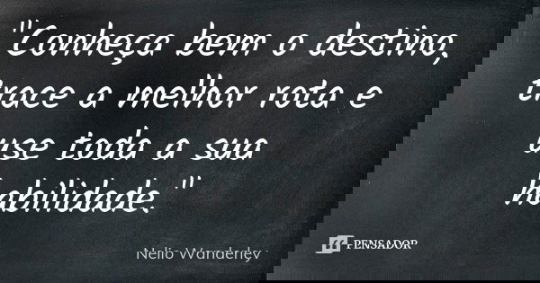 "Conheça bem o destino, trace a melhor rota e use toda a sua habilidade."... Frase de Nélio Wanderley.