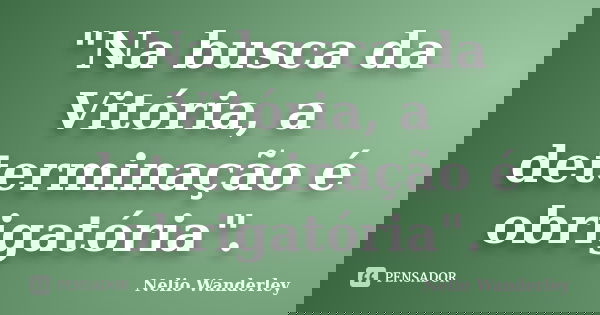 "Na busca da Vitória, a determinação é obrigatória".... Frase de Nélio Wanderley.