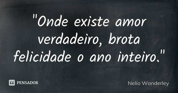 "Onde existe amor verdadeiro, brota felicidade o ano inteiro."... Frase de Nélio Wanderley.