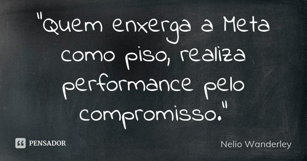 "Quem enxerga a Meta como piso, realiza performance pelo compromisso."... Frase de Nélio Wanderley.