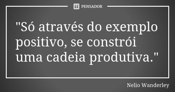 "Só através do exemplo positivo, se constrói uma cadeia produtiva."... Frase de Nélio Wanderley.