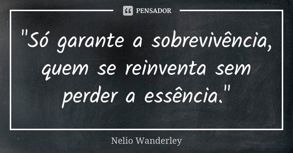 "Só garante a sobrevivência, quem se reinventa sem perder a essência."... Frase de Nélio Wanderley.