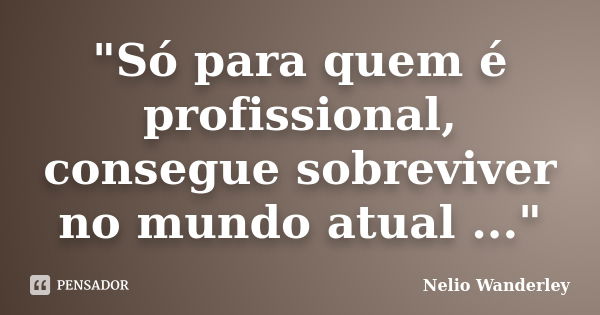 "Só para quem é profissional, consegue sobreviver no mundo atual ..."... Frase de Nélio Wanderley.