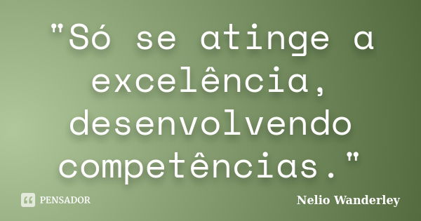 "Só se atinge a excelência, desenvolvendo competências."... Frase de Nélio Wanderley.