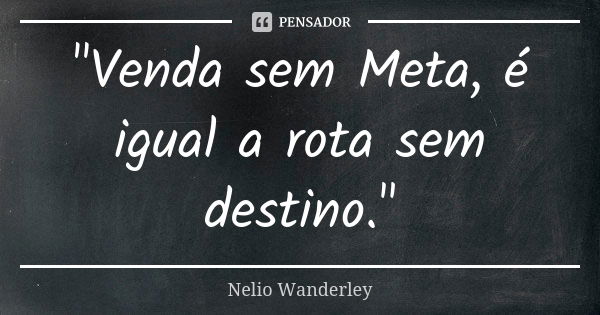 "Venda sem Meta, é igual a rota sem destino."... Frase de Nélio Wanderley.