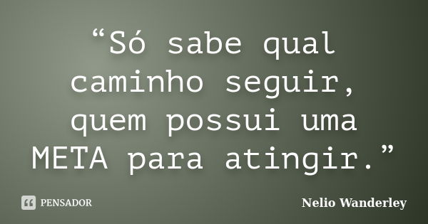 “Só sabe qual caminho seguir, quem possui uma META para atingir.”... Frase de Nélio Wanderley.