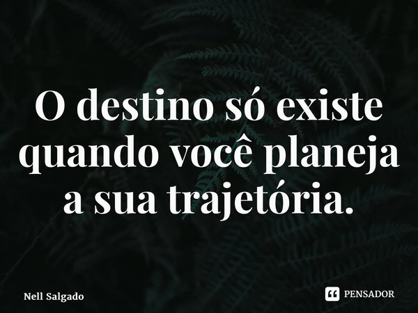 ⁠O destino só existe quando você planeja a sua trajetória.... Frase de Nell Salgado.