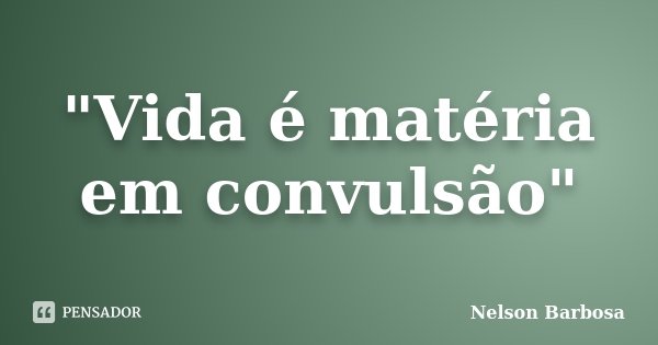 "Vida é matéria em convulsão"... Frase de Nelson Barbosa.