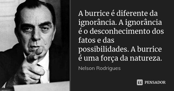 A burrice é diferente da ignorância. A... Nelson Rodrigues