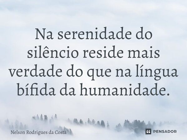 Na serenidade do silêncio reside mais verdade do que na língua bífida da humanidade.... Frase de Nelson Rodrigues da Costa.