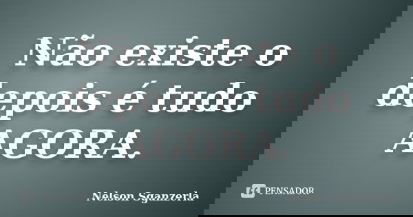 Não existe o depois é tudo AGORA.... Frase de Nelson Sganzerla.