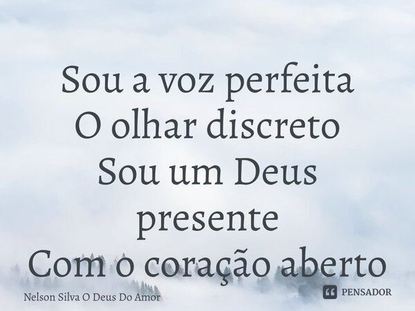 ⁠Sou a voz perfeita O olhar discreto Sou um Deus presente Com o coração aberto... Frase de NELSON SILVA O DEUS DO AMOR.