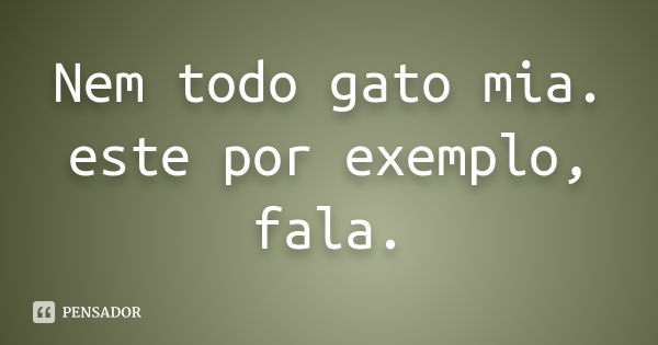 Nem todo gato mia. este por exemplo, fala.