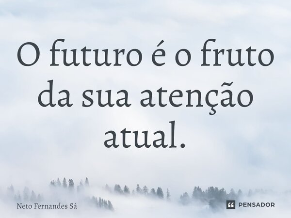 ⁠O futuro é o fruto da sua atenção atual.... Frase de Neto Fernandes Sá.