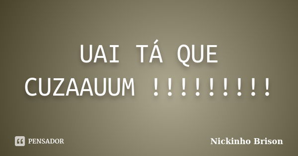 UAI TÁ QUE CUZAAUUM !!!!!!!!!... Frase de Nickinho Brison.