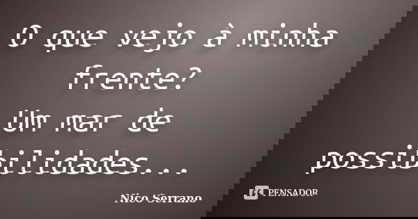 O que vejo à minha frente? Um mar de possibilidades...... Frase de Nico Serrano.