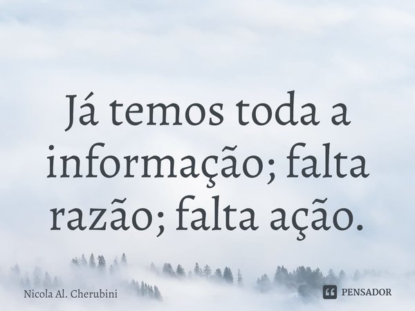 ⁠Já temos toda a informação; falta razão; falta ação.... Frase de Nicola Al. Cherubini.