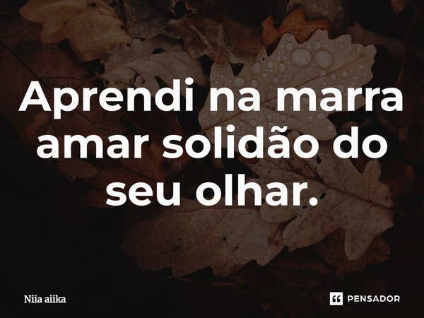 ⁠Aprendi na marra amar solidão do seu olhar.... Frase de Niia aiika.