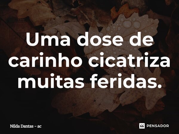 ⁠Uma dose de carinho cicatriza muitas feridas.... Frase de Nilda Dantas - ac.