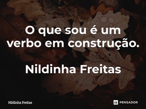 ⁠O que sou é um verbo em construção. Nildinha Freitas... Frase de Nildinha Freitas.