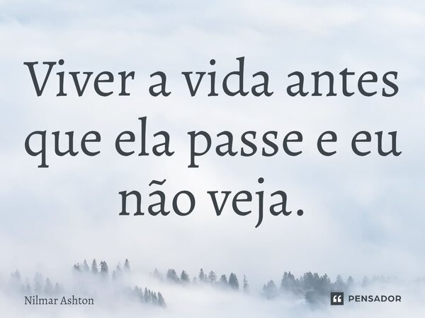 ⁠Viver a vida antes que ela passe e eu não veja.... Frase de Nilmar Ashton.