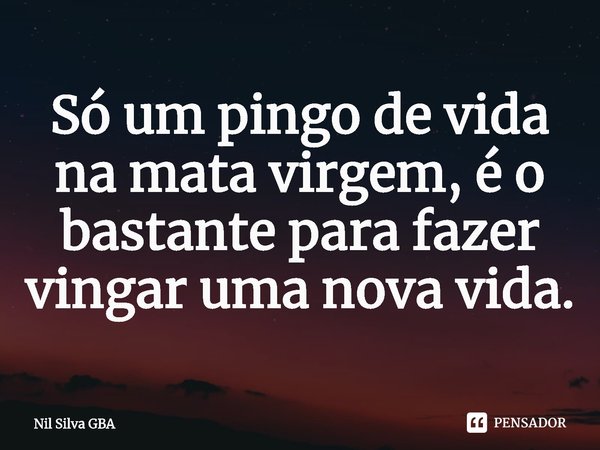 ⁠Só um pingo de vida na mata virgem, é o bastante para fazer vingar uma nova vida.... Frase de Nil Silva GBA.