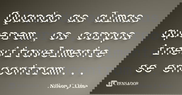 Quando as almas querem, os corpos inevitavelmente se encontram...... Frase de Nilson J. Lima.