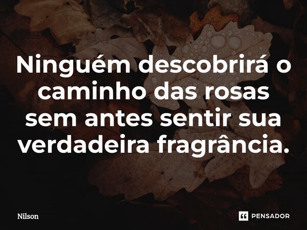 ⁠Ninguém descobrirá o caminho das rosas sem antes sentir sua verdadeira fragrância.... Frase de Nilson.